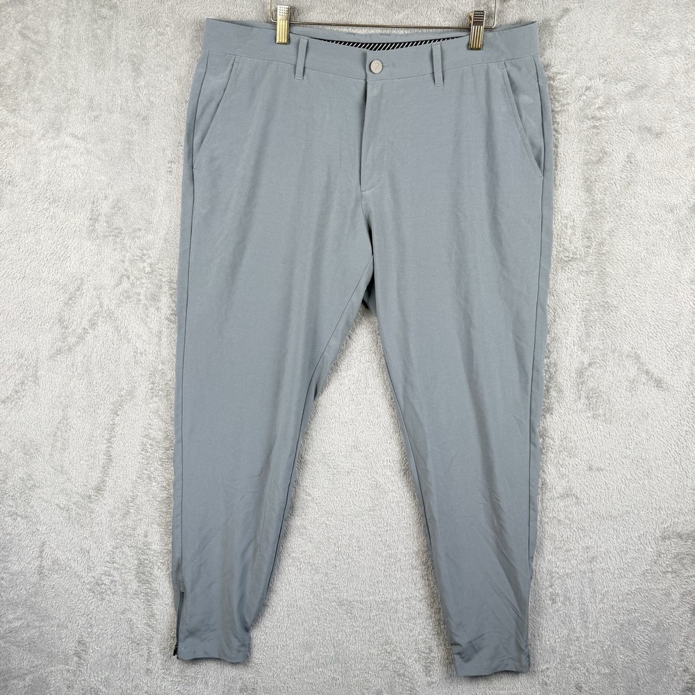 Primo Joggers Pants Mens 36 Gray Golf Tapered Leg Stretch Ankle Zip Comfort